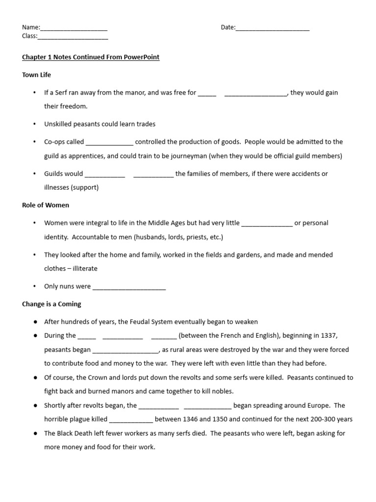 Chapter 1 Notes Continued From PowerPoint | PDF | Serfdom | Peasant