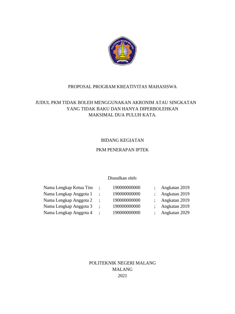 Proposal PKM Mahasiswa 2021 | PDF