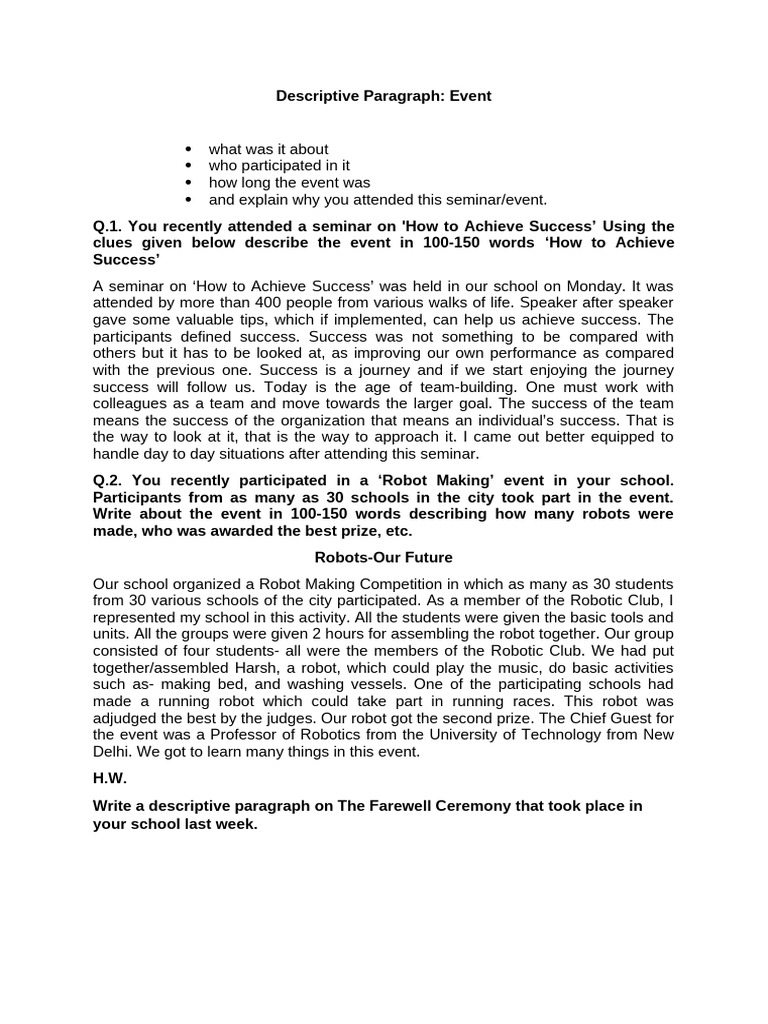 Success Seminar and Robot Competition Summary | PDF