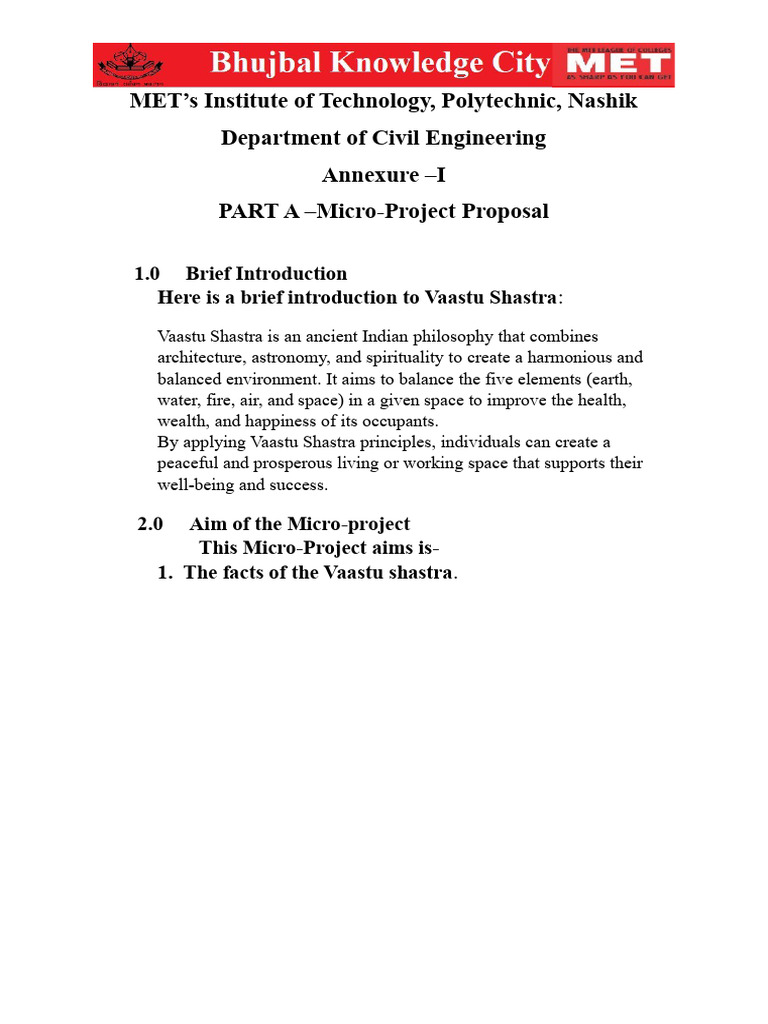 Vaastu Shastra Micro-Project Overview | PDF