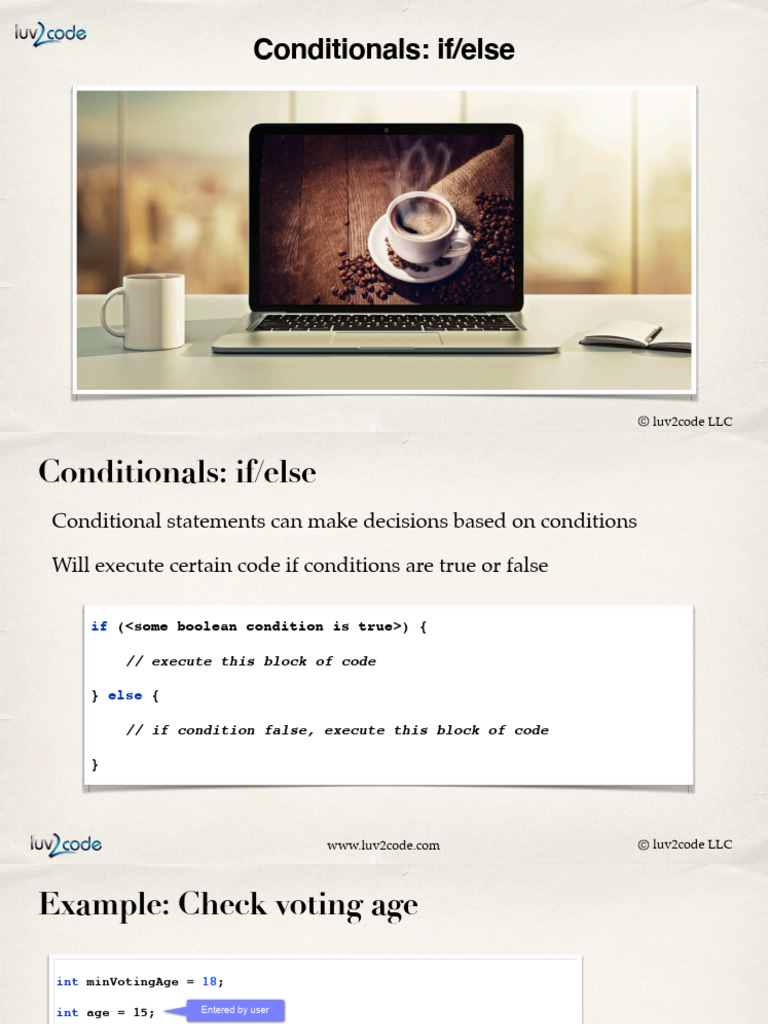 Java Conditionals: if/else Explained | PDF | Desktop Computer | Laptop
