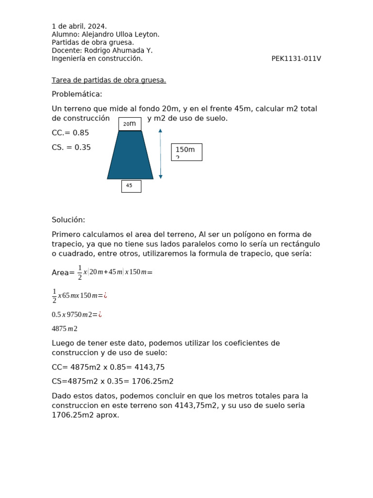 Tareapartidasdeobragruesaalejandroulloa | PDF