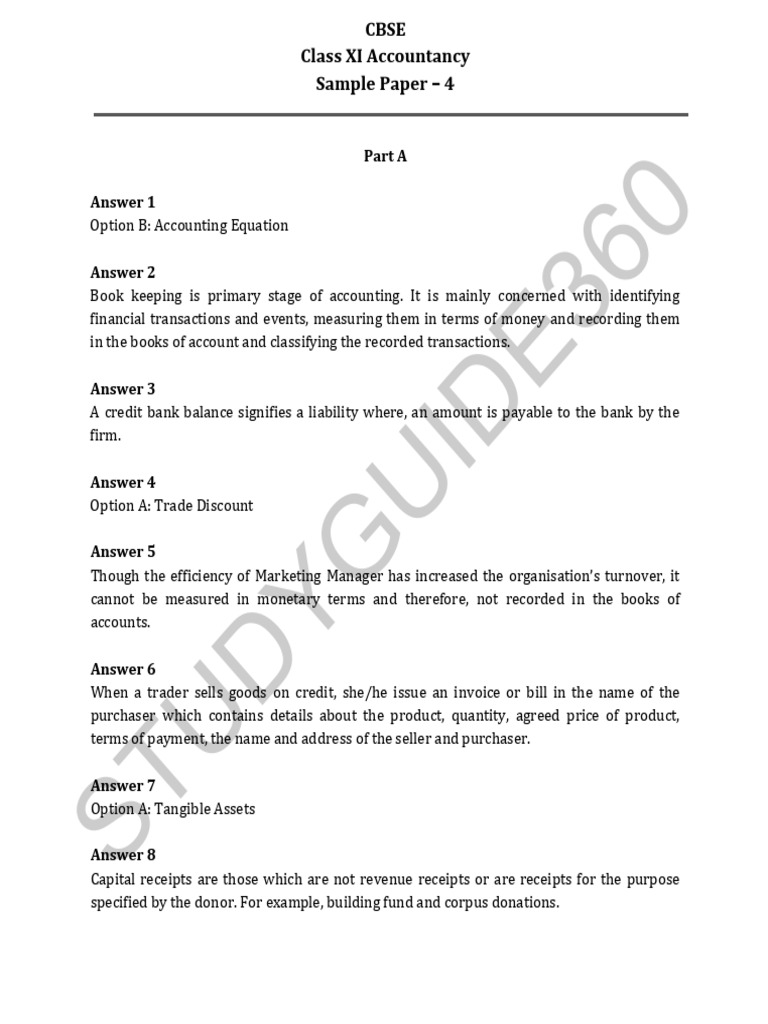 Class 11 Accountancy Sample Paper 2024 | PDF | Debits And Credits | Expense