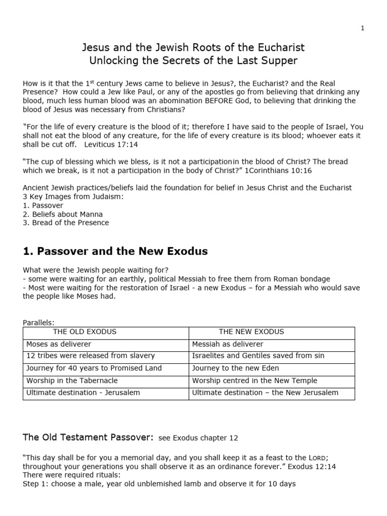 Jewish Roots of the Eucharist Explained | PDF | Eucharist | Tabernacle