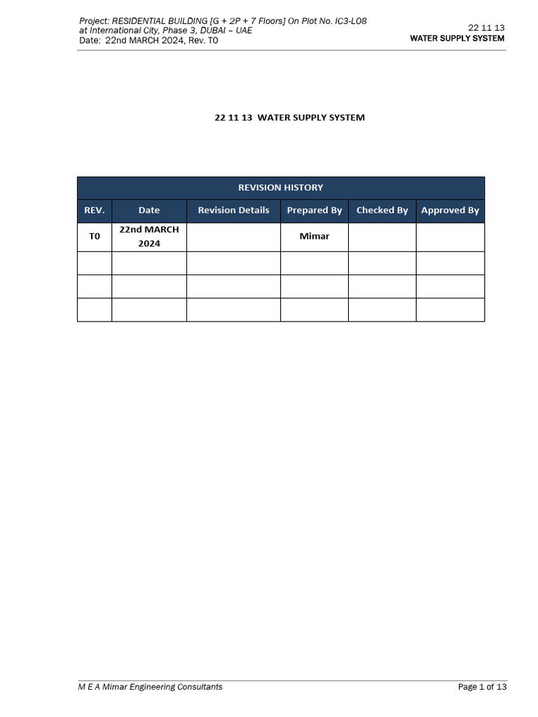 Dubai Residential Water Supply System | PDF | Pipe (Fluid Conveyance ...