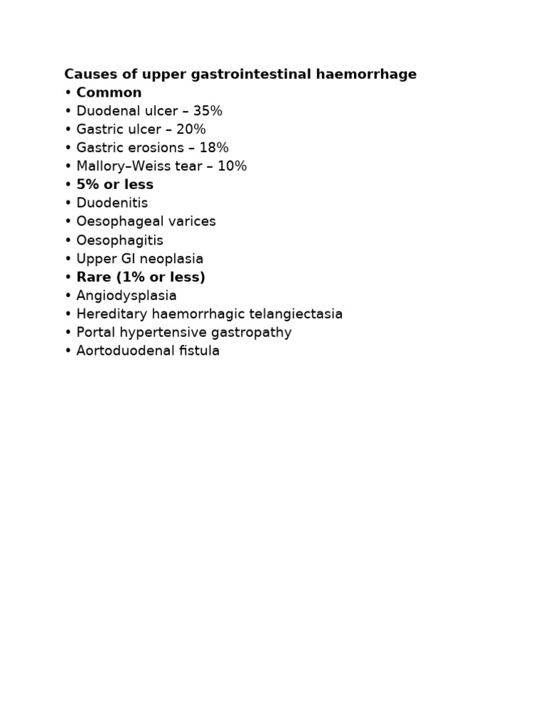 Causes of Upper Gastrointestinal Haemorrhage | PDF