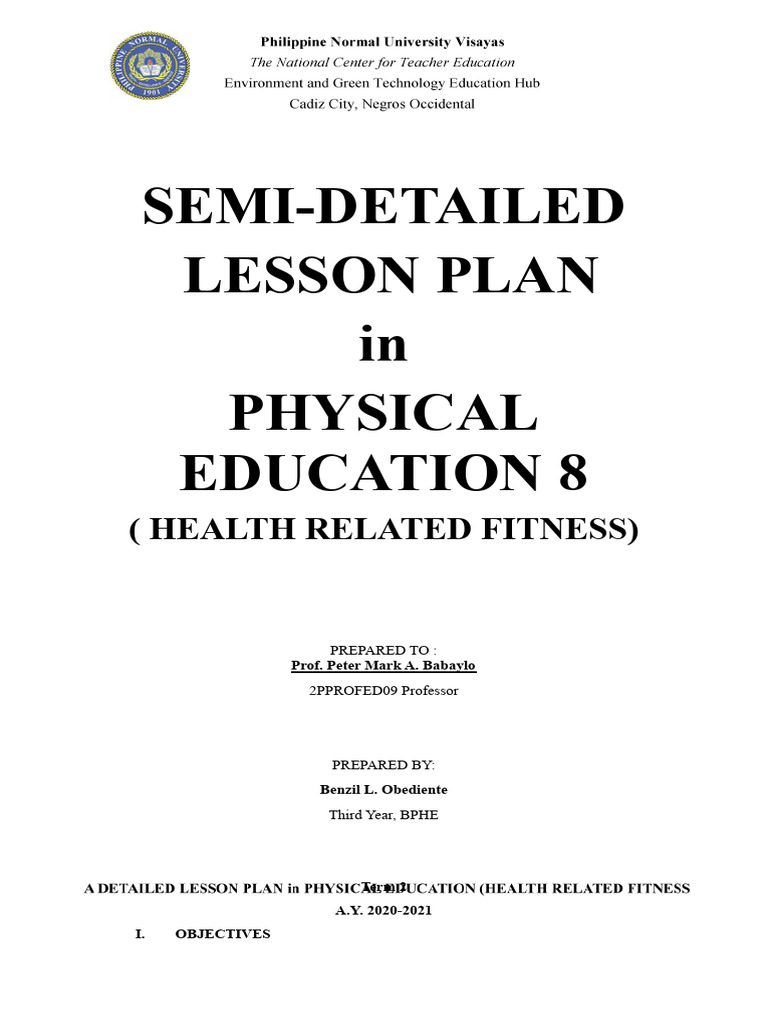 Health-Related Fitness Lesson Plan | PDF | Physical Fitness ...