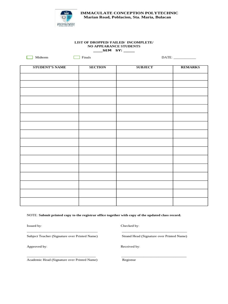 Student Status Report Form | PDF