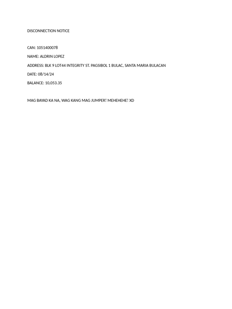 Disconnection Notice | PDF