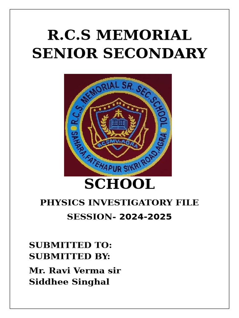 Physics Investigatory File 2024-2025 | PDF