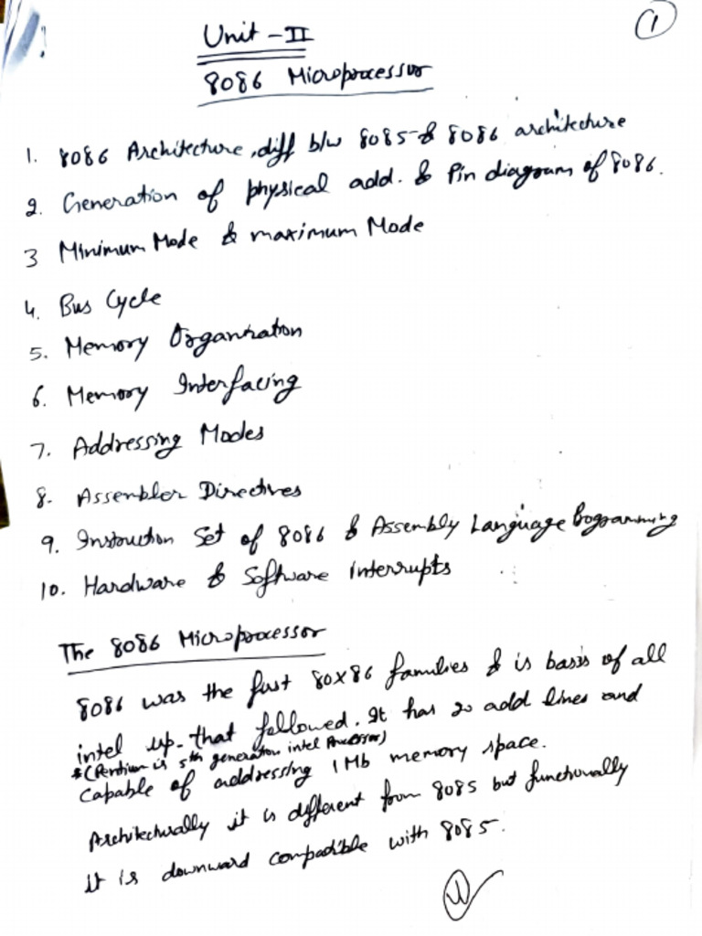 8086 Handwritten Notes With Examples | PDF