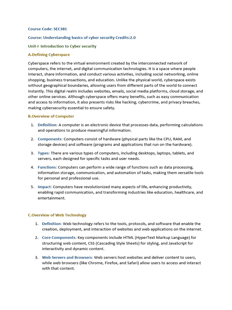 Cyber Securitydocx | PDF | Computer Security | Security