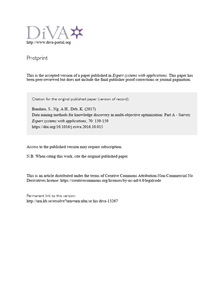 Data Mining in Multi-Objective Optimization | PDF | Mathematical ...