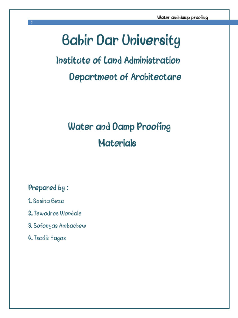 Water and Damp proofing materials | PDF
