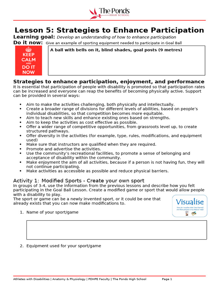 Lesson 5 - Strategies To Enhance Participation-1 | PDF | Sports ...