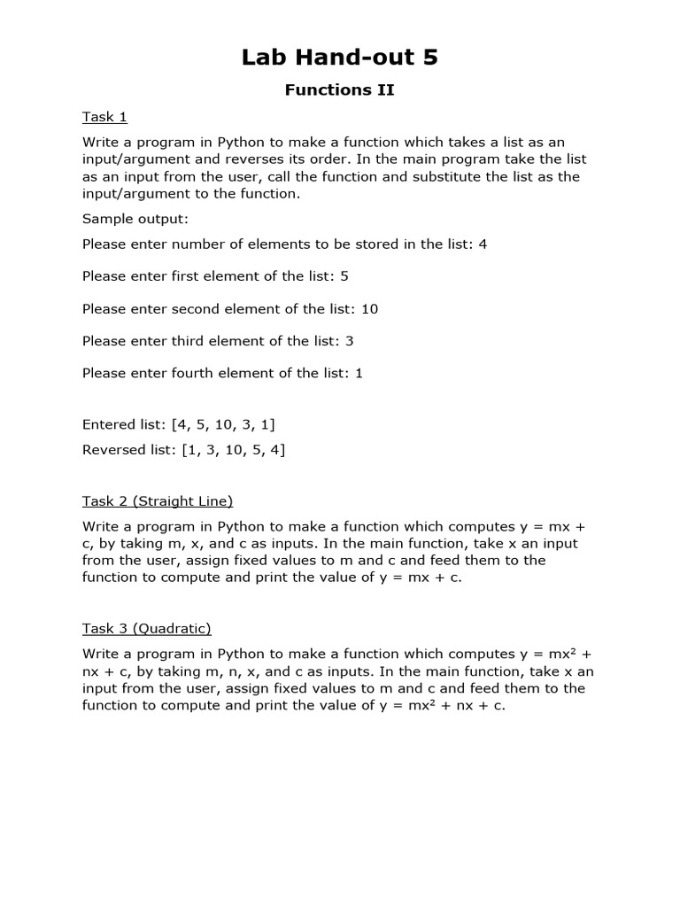 Python Functions for List Reversal and Equations | PDF