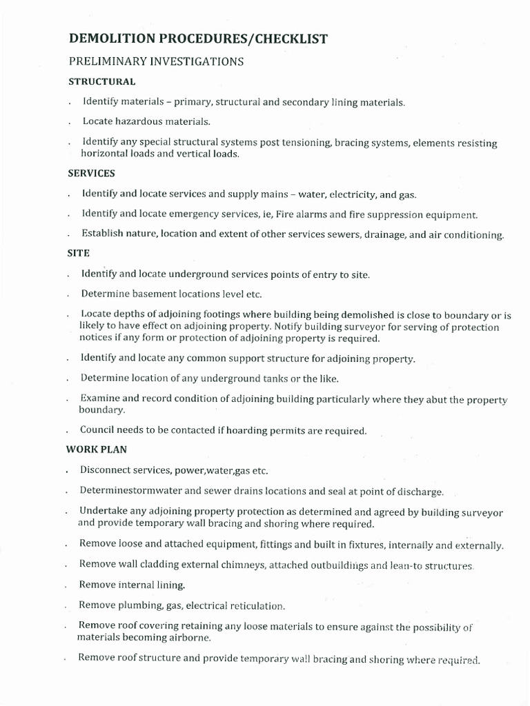 Demolitionchecklist | PDF