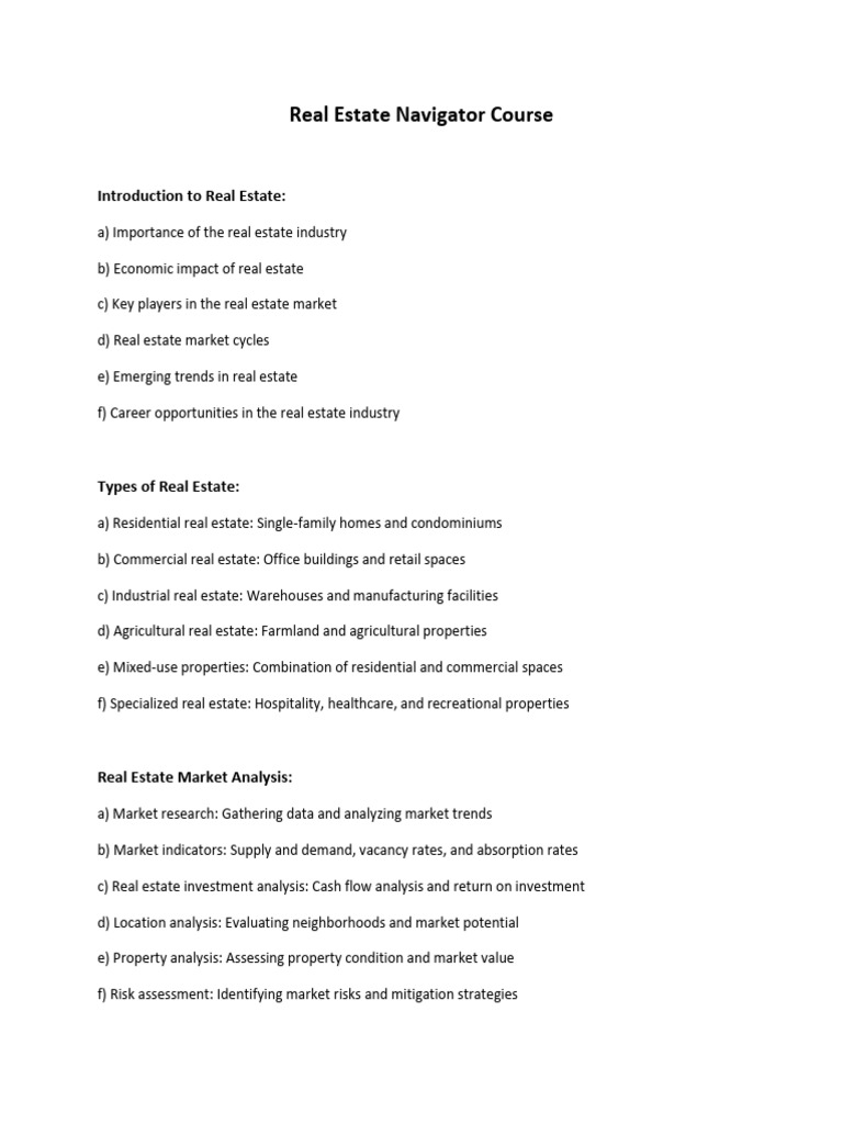 Comprehensive Real Estate Course Guide | PDF | Real Estate Appraisal ...