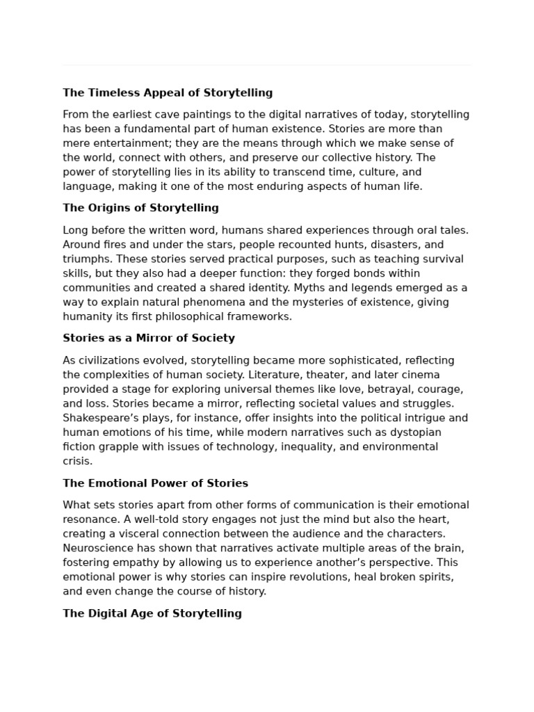 The Enduring Power of Storytelling | PDF | Narrative | Storytelling