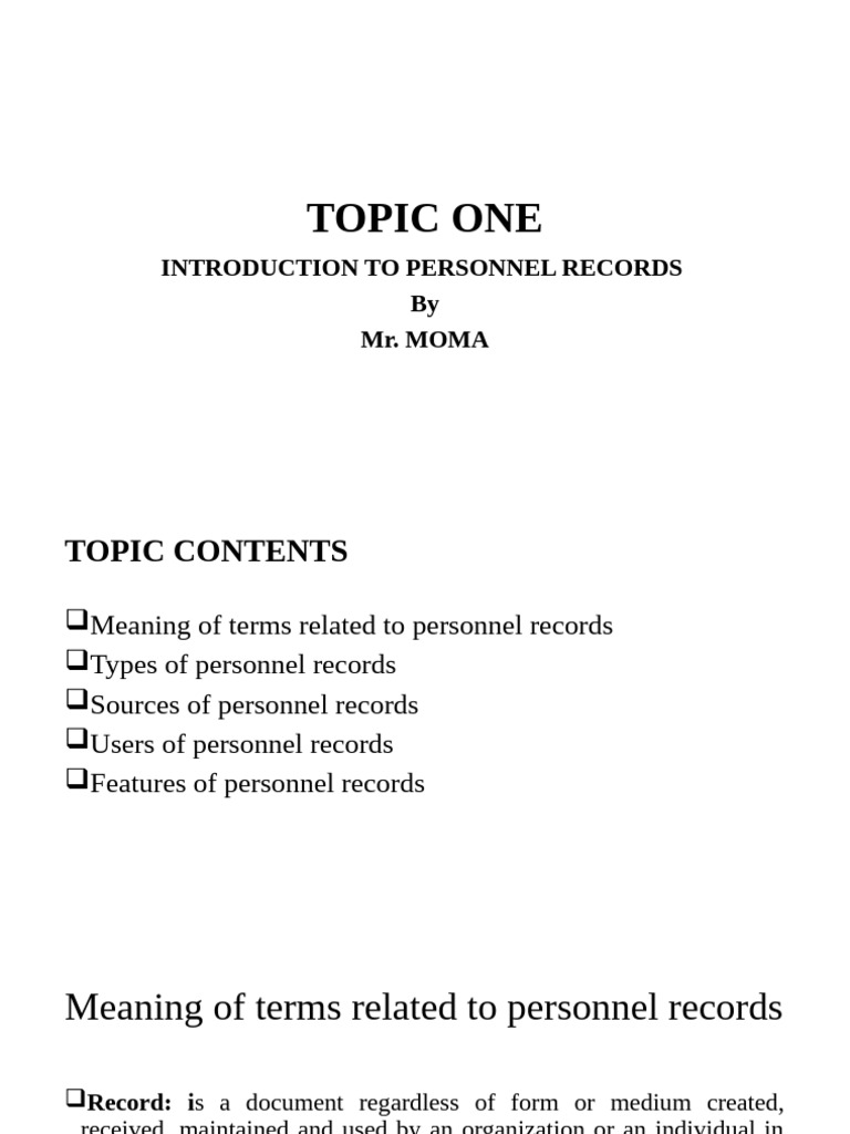 Understanding Personnel Records Essentials | PDF | Human Resource