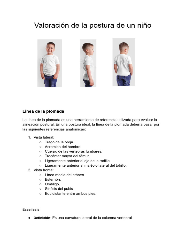 Tarea. Valoración de la postura | PDF | La columna vertebral | Rodilla