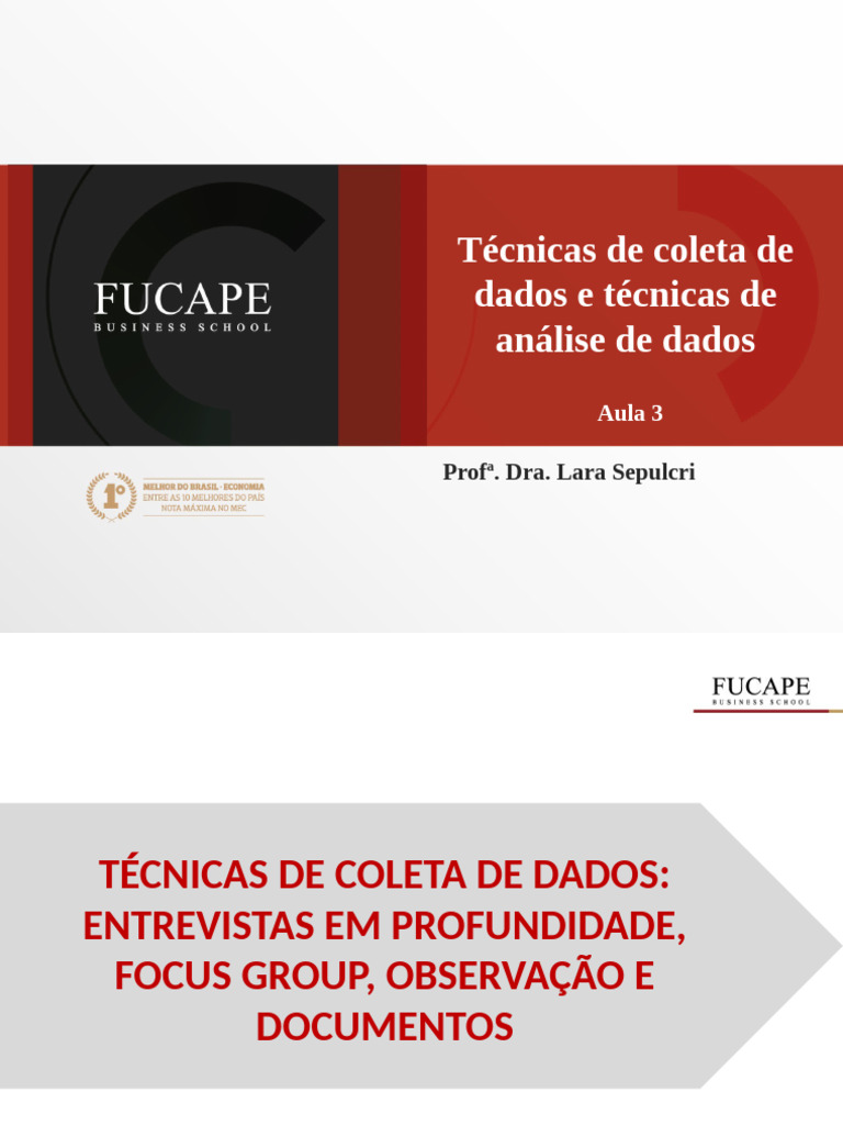 Aula 3 - Técnicas de Coleta de Dados | PDF | Grupo focal | Entrevista