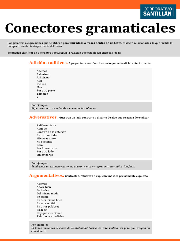 Conectores Gramaticales | PDF