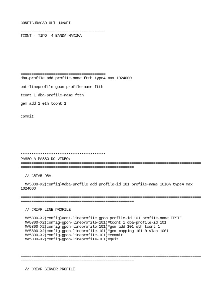 Configuration OLT Huawei MA5800-X2 | PDF | Standards de ...