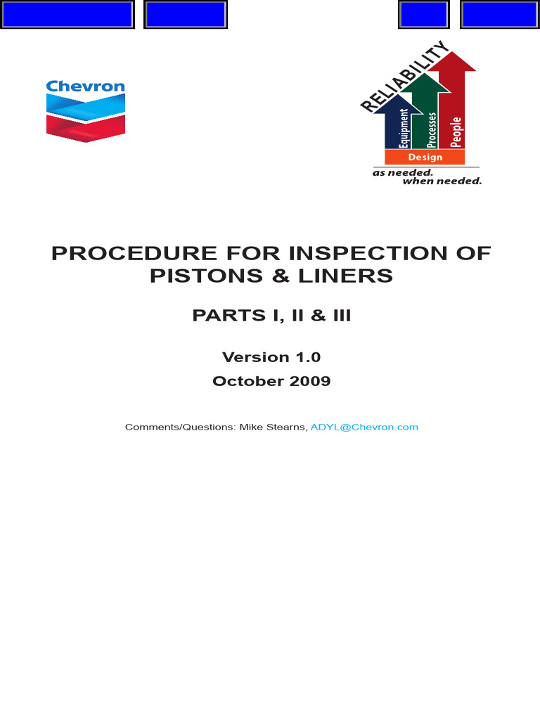 Piston and Liner Inspection Procedure | PDF | Piston | Cylinder (Engine)