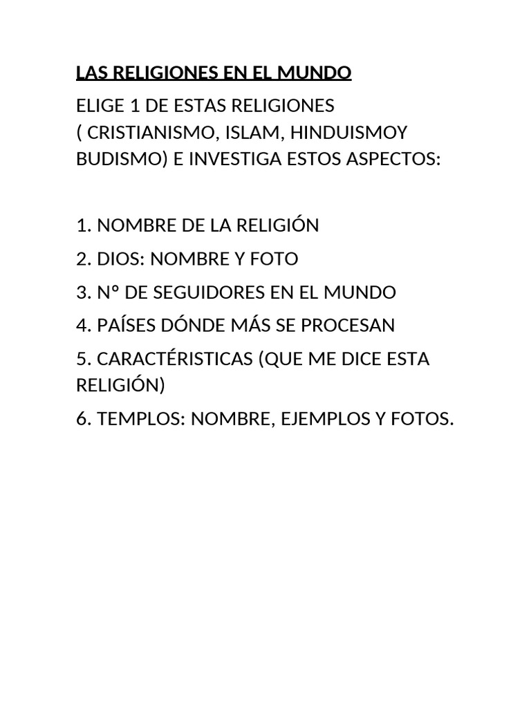 Religiones del Mundo: Guía de Investigación | PDF
