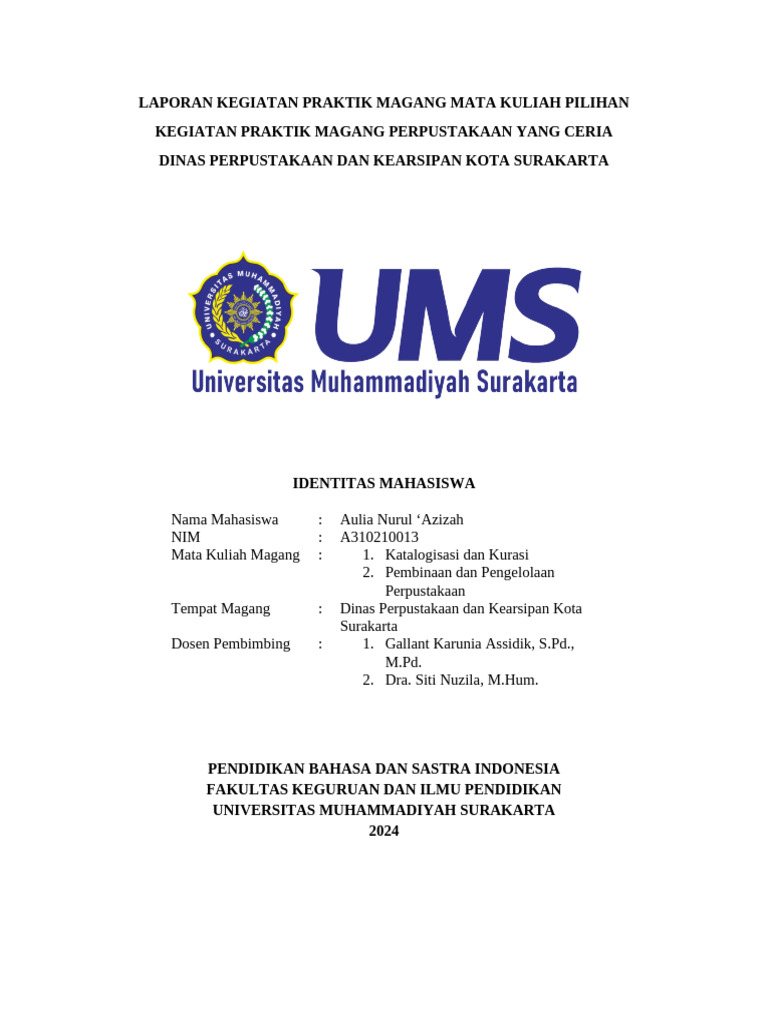 Laporan Magang Perpustakaan Surakarta | PDF