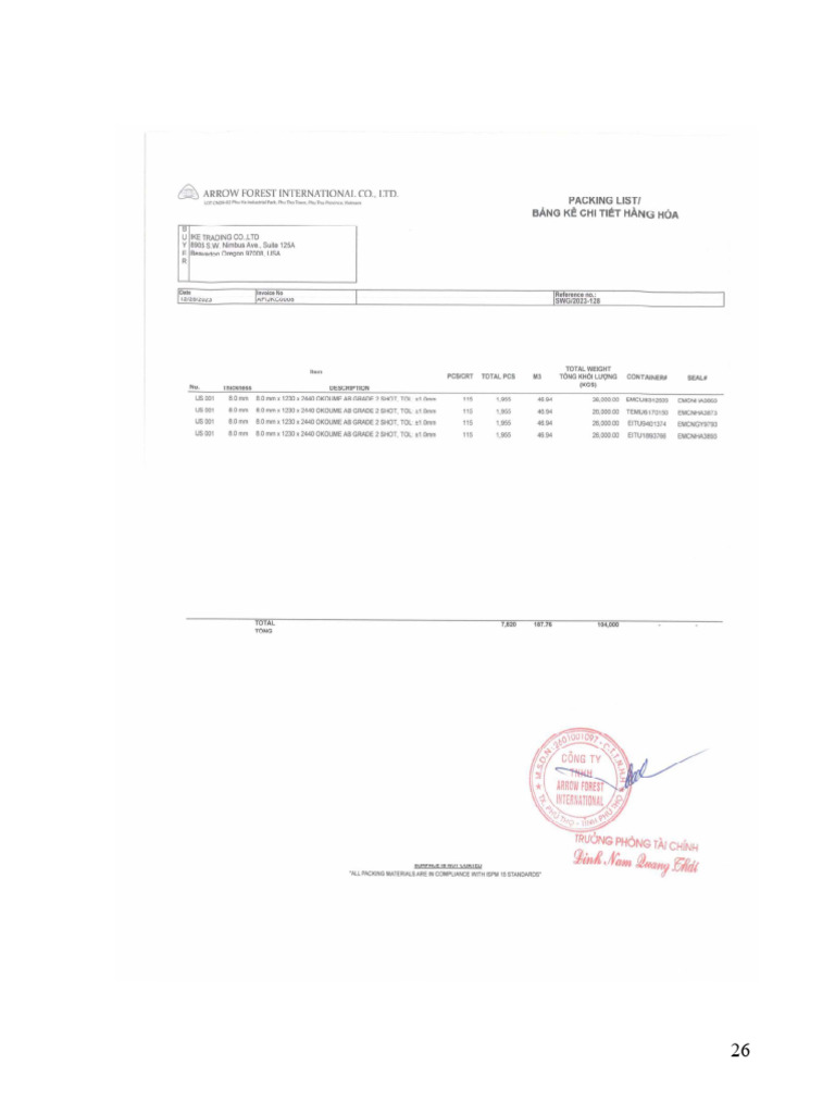 Packinglist | PDF