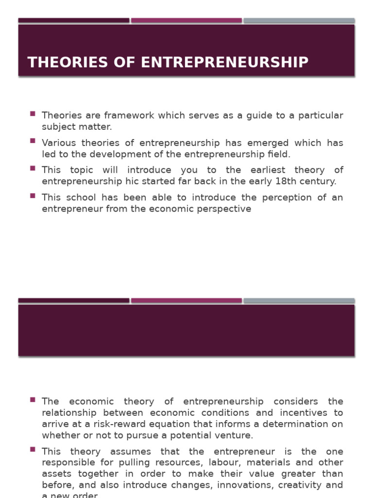 Theories of Entrepreneurship | PDF | Entrepreneurship | Economics