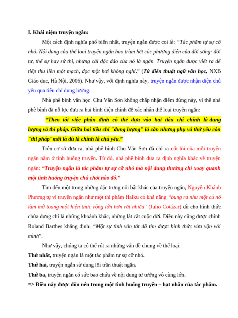 Đặc Trưng Truyện Ngắn | PDF