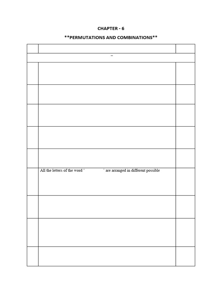 Chapter - 6 Permutations and Combinations | PDF | Word | Consonant