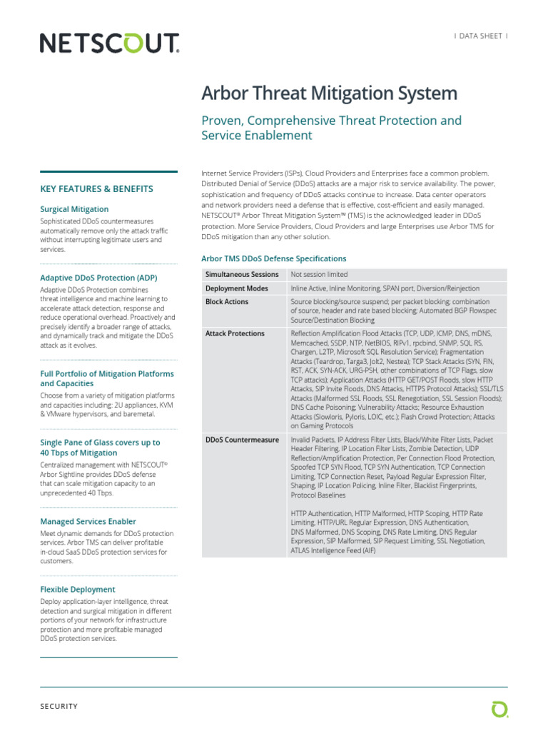Arbor-Threat-Mitigation-System | PDF | Denial Of Service Attack ...
