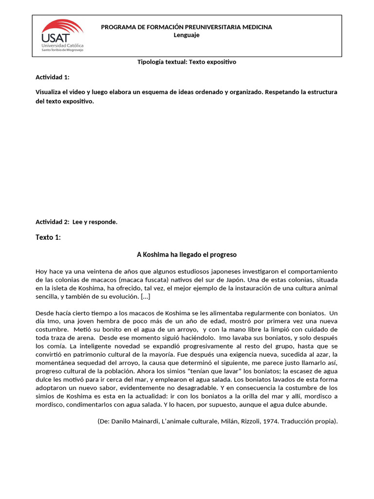 Sesión 5A-Tipos de Texto - Texto Expositivo (Material Practico) | PDF ...