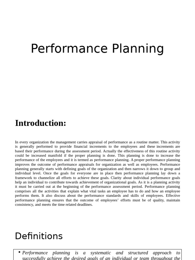Effective Performance Planning Guide | PDF | Goal | Performance Appraisal
