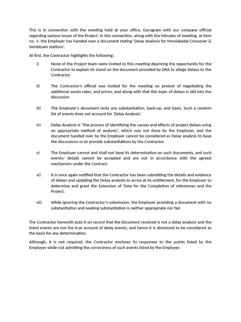Response To Delay Analysis - UG01 | PDF | Justice | Crime & Violence