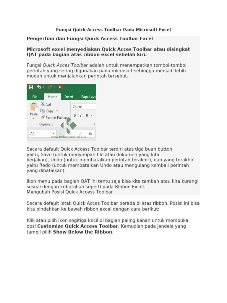 Fungsi dan Kustomisasi Quick Access Toolbar | PDF