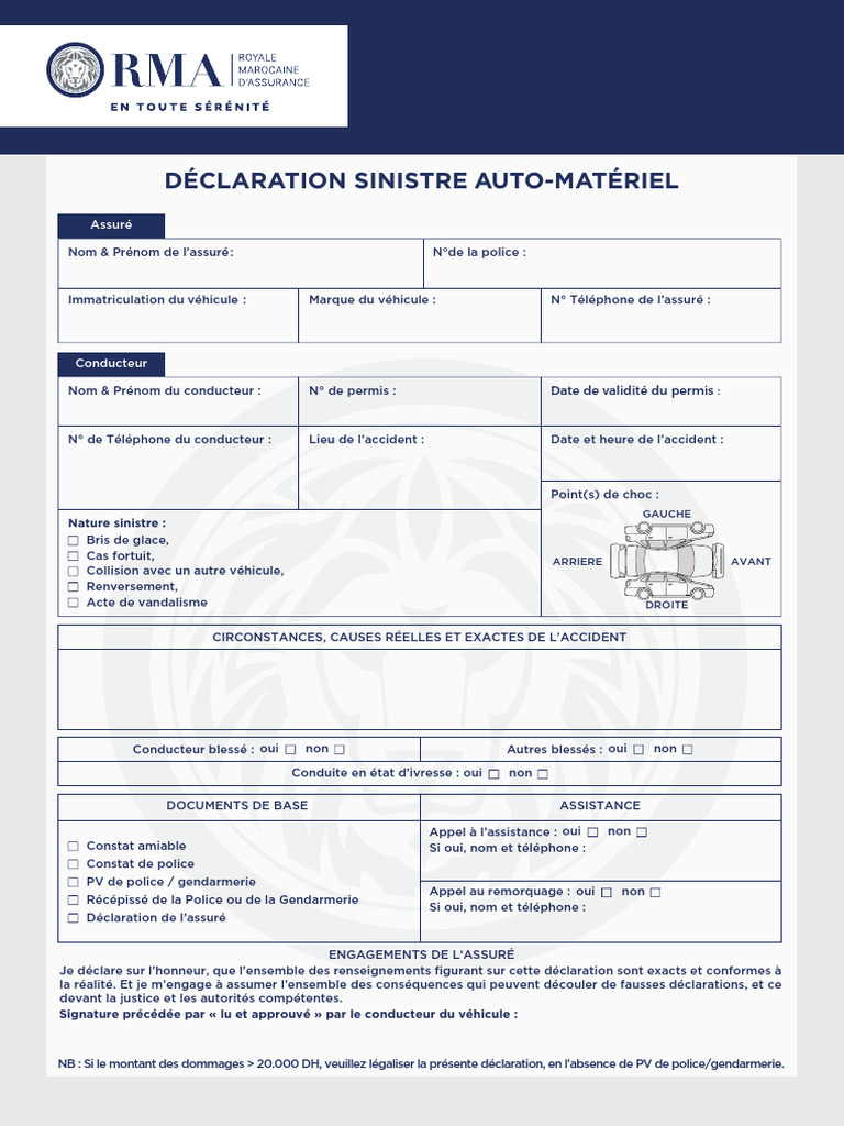 Déclaration de Sinistre Automobile | PDF | Transport | Véhicules