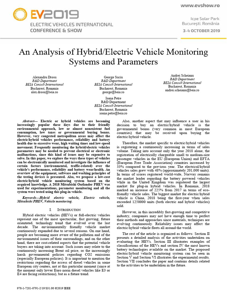 An Analysis of Hybrid Electric Vehicle Monitoring | PDF | Hybrid ...