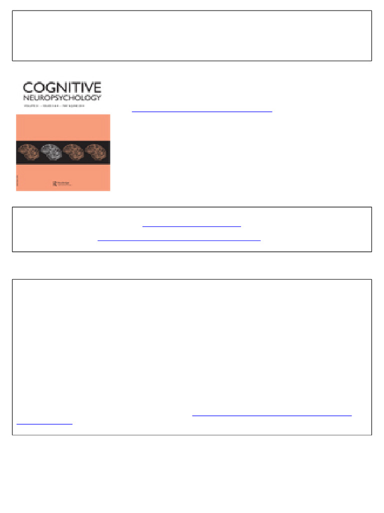 Cognitive Neuropsychology: Publication Details, Including Instructions ...