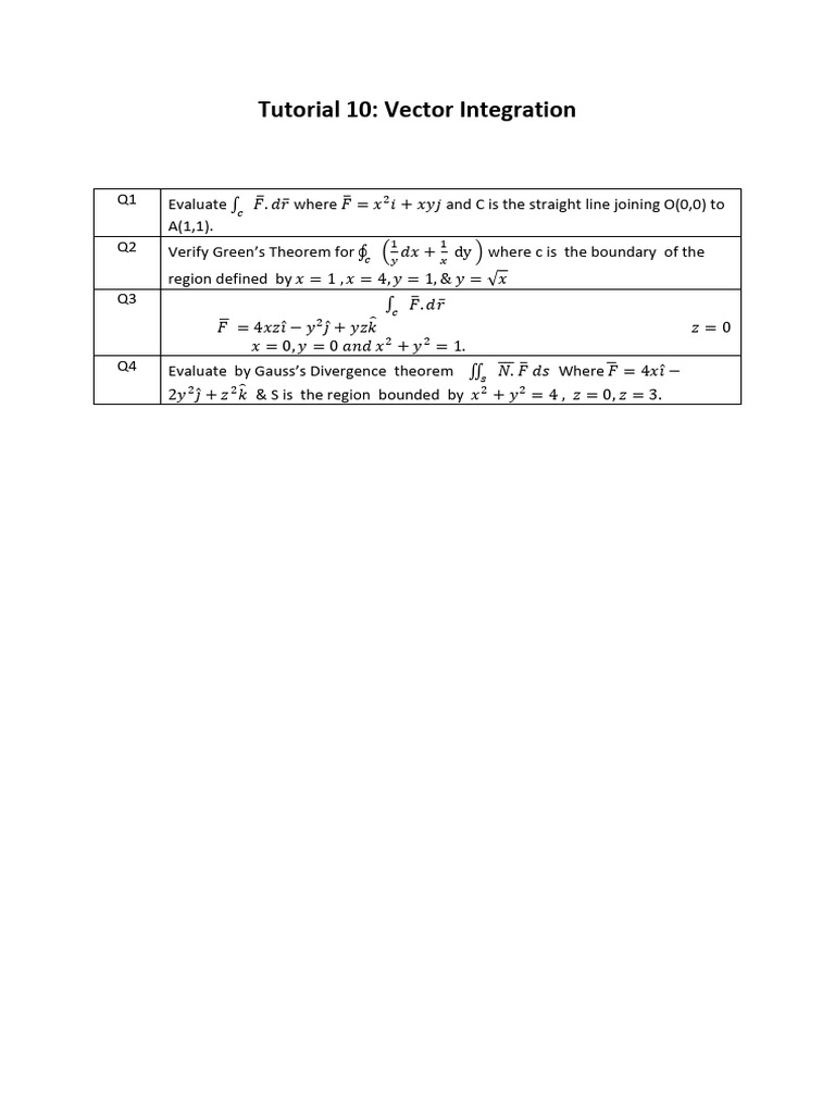 Vector Integration Tutorial and Theorems | PDF
