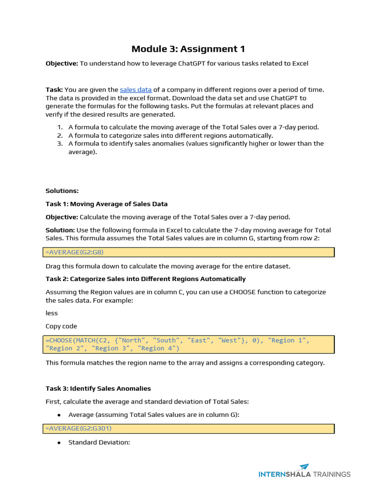 Module 3 Assignments | PDF | Microsoft Excel | Moving Average