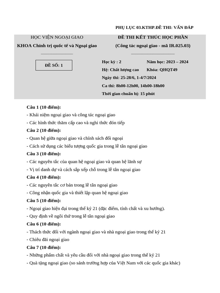 De Thi Van Dap CTNG QHQT49 | PDF