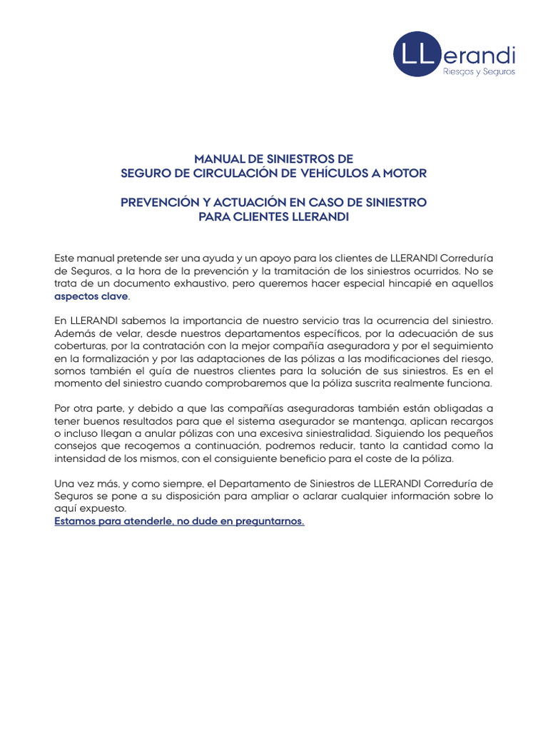 Manual de Siniestros de Seguro de Vehículos | PDF | Póliza de seguros ...