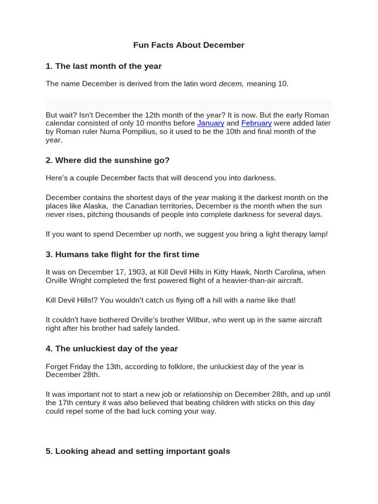 December: Fun Facts and Trivia | PDF