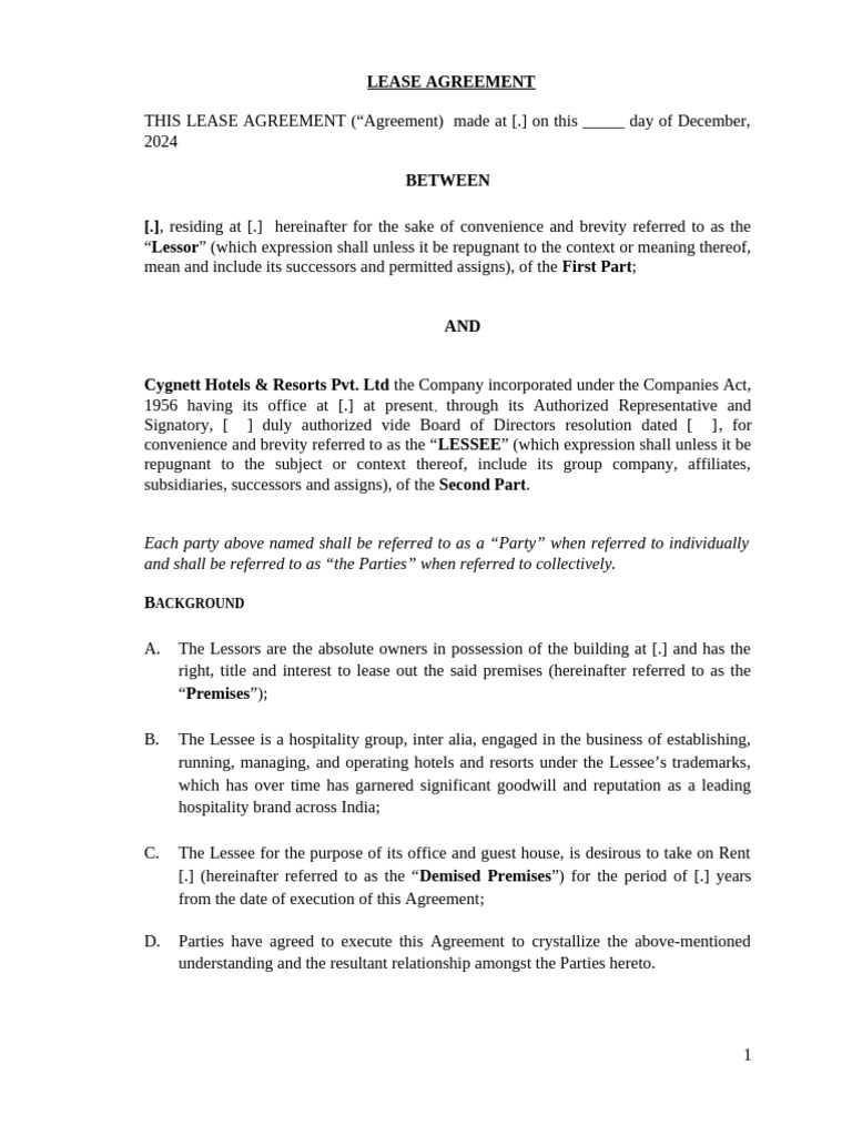 Lease Deed Template 06122024 | PDF | Lease | Breach Of Contract