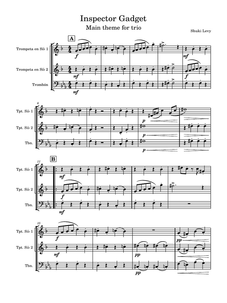 Inspector Gadget-Partitura_y_Partes | PDF | Television Series Created